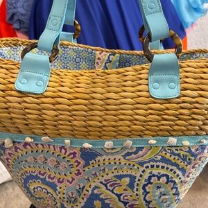 LARGE Vera Bradley Straw Beach Bag